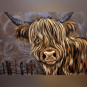 Original Art Highland Cow Painting signed by the Artist- me :)